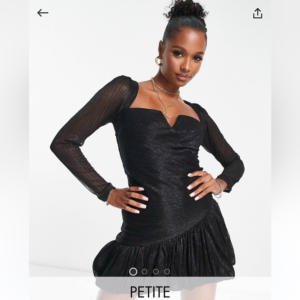 ASOS ever new petite ruched metallic bubble hem mini dress